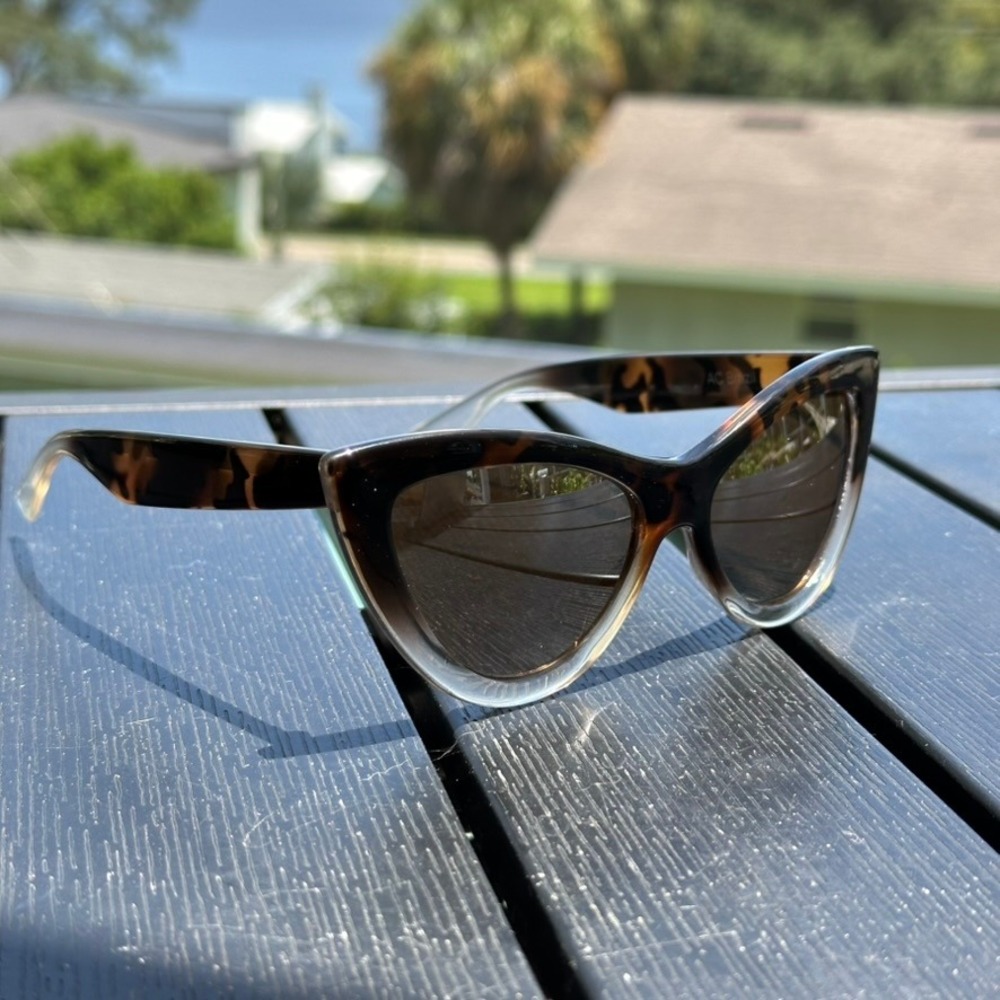 AC Brazil Cat Eye Sunglasses Tortoise Clear La Vie Est Belle Retro Womens